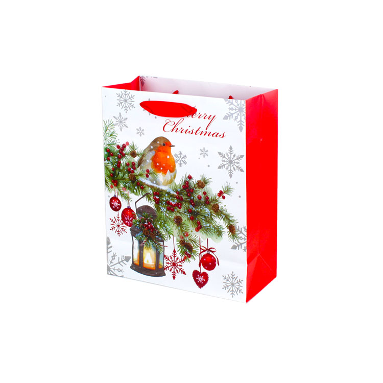 Christmas Goodie Gift Bag Punch Handle Style Custom Retail Packaging